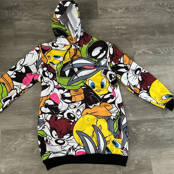 Women’s Looney Tunes Multi-Colored Activewear Pullover Fleece Hoodie, Size L. - Picture 7 of 14